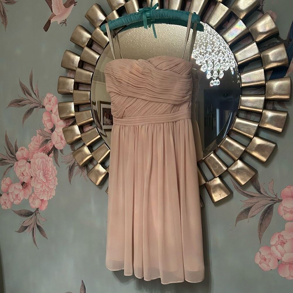 Bill Levkoff Cream Strapless Cocktail Dress